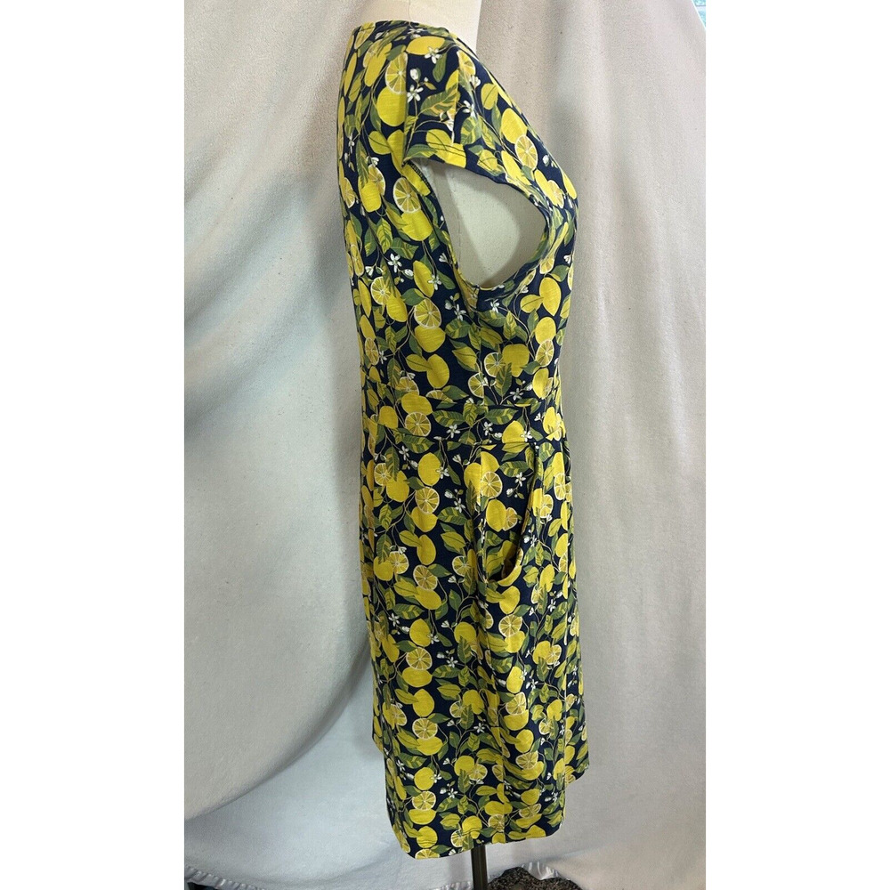 Boden Navy Midi Dress with Yellow Lemon Print - Picture 3 of 8